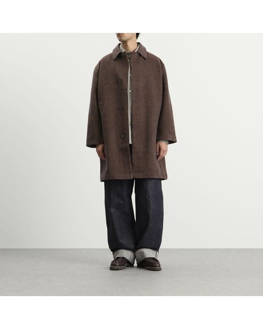Universal Works Brown Wool Tweed Mix Stan Coat for men