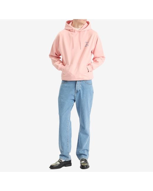 Drole de Monsieur Pink Cursive Not From Paris Madame Slogan Hoodie for men
