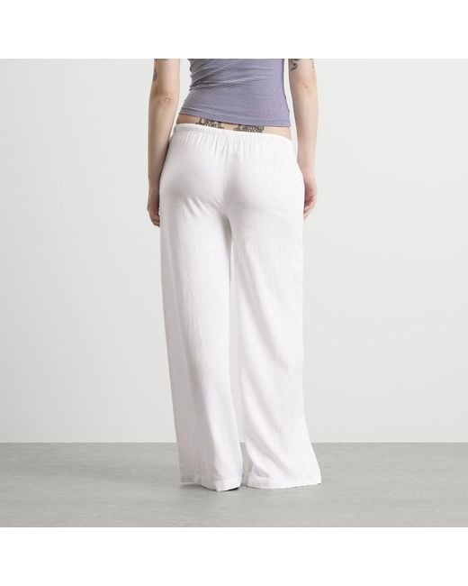 Tala White Soft Linen Drawstring Trousers