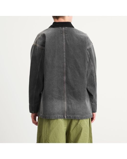 Beams Plus Black Denim Loose Coverall Jacket for men
