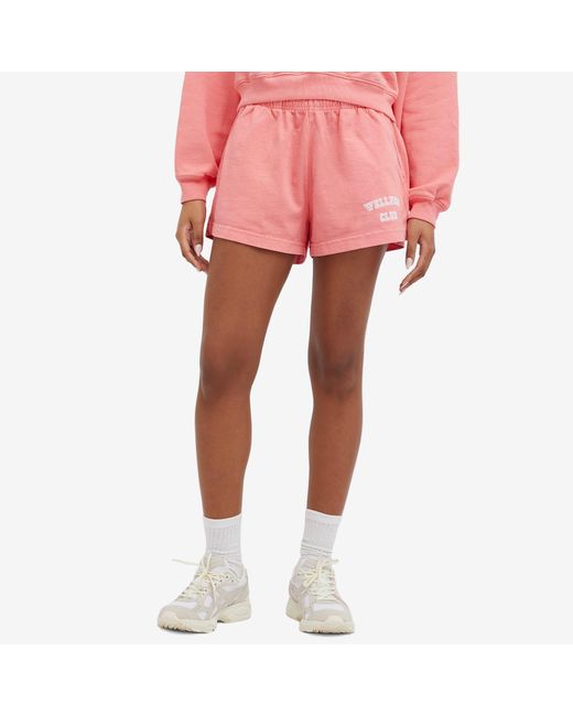 Sporty & Rich Pink Wellness Club Flocked Disco Shorts