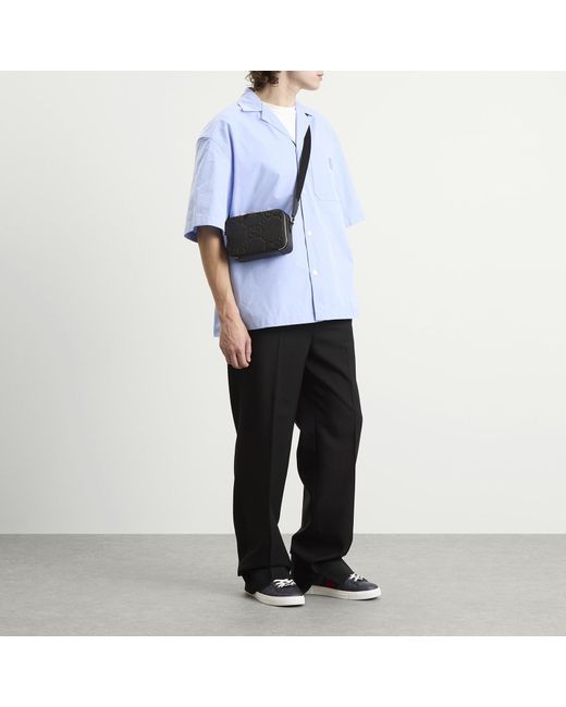 Gucci Blue Heavy Cotton Poplin Short Sleeve Shirt for men