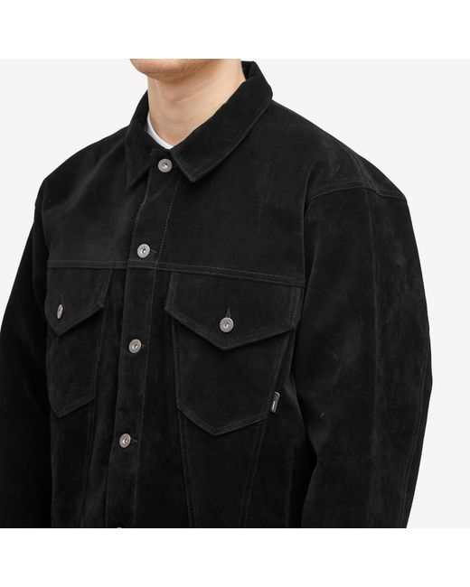 (w)taps Black 01 Synthetic Suede Trucker Jacket for men