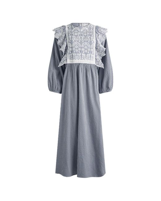 Weekend by Maxmara Blue Abito Frill Maxi Dress