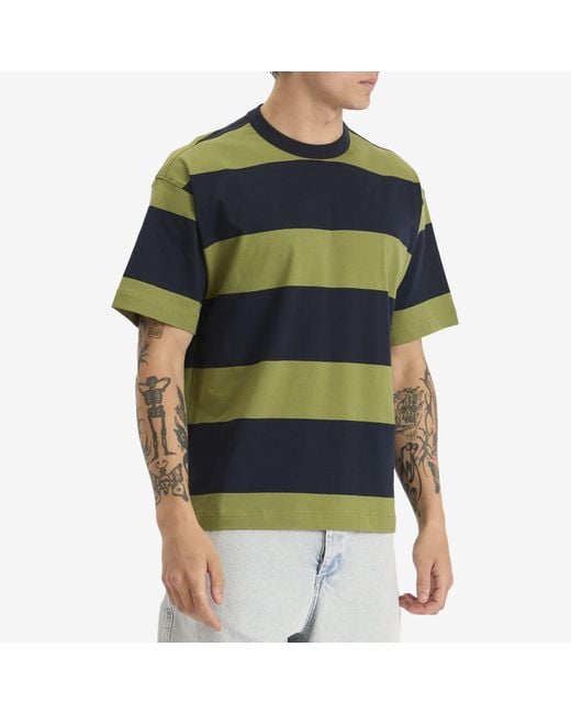 YMC Blue Triple Stripe T-Shirt for men