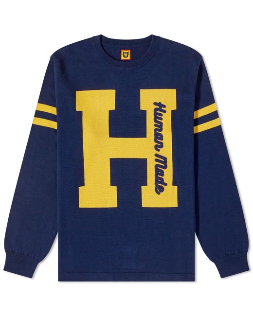 Human Made Blue H Knitted Sweat for men