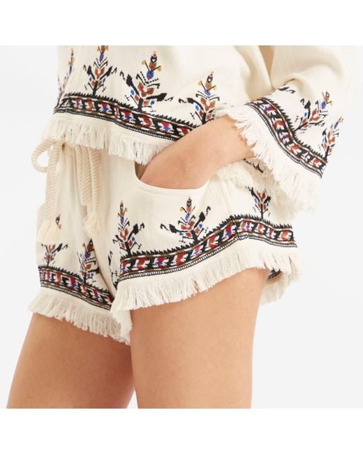 Isabel Marant Natural Kriss Embroidered Shorts