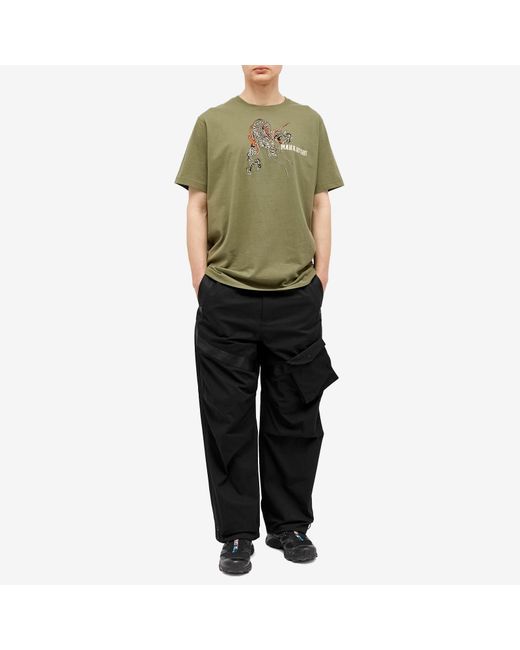 Maharishi Green Embroided Sue-Rye Dragon T-Shirt for men