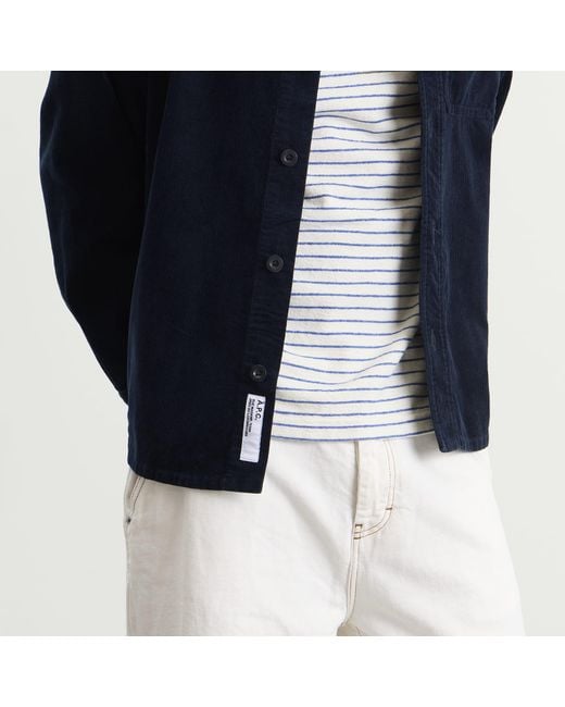 A.P.C. Blue Surchiemise Basile Logo Corduroy Shirt for men