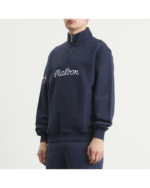 Malbon Blue Collegiate Quarter-Zip Sweatshirt for men