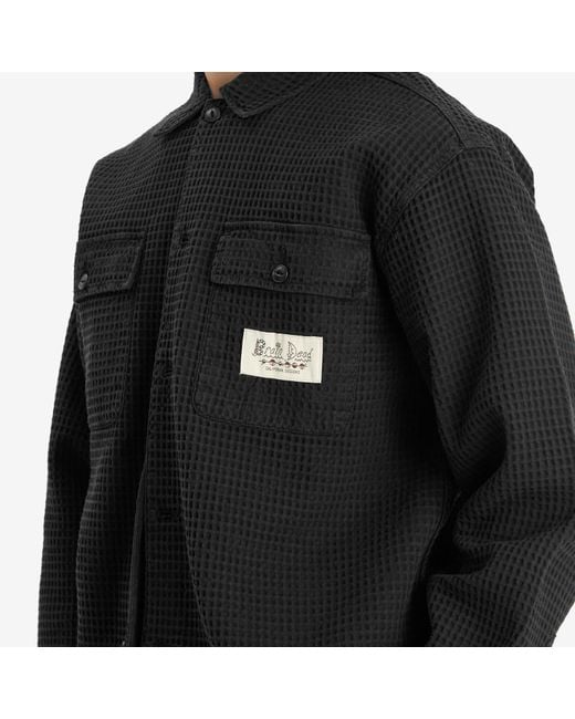 Brain Dead Black Waffle Button Front Overshirt for men