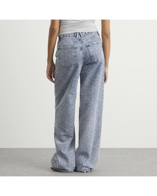 GOOD AMERICAN Blue Good Standard Straight Crystal Jeans