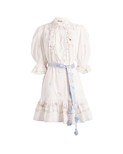 ALÉMAIS White Giulia Embroidered Mini Dress