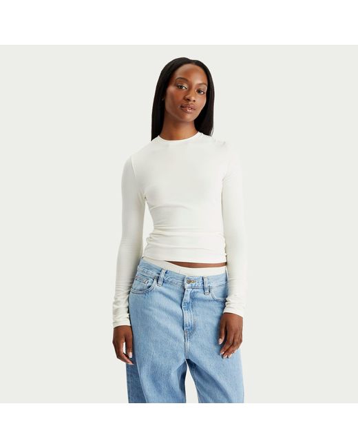 Skims White Cotton Jersey Long Sleeve T-Shirt