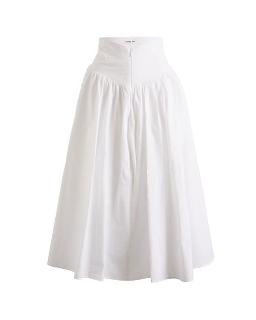 Peachy Den White Deba Midi Skirt