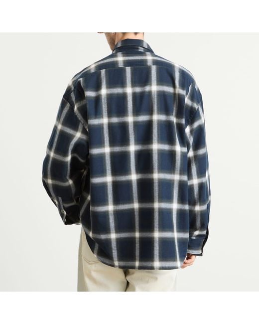 Acne Blue Setar Long Sleeve Flannel Shadow Check Shirt for men