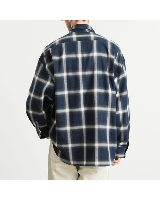 Acne Blue Setar Long Sleeve Flannel Shadow Check Shirt for men