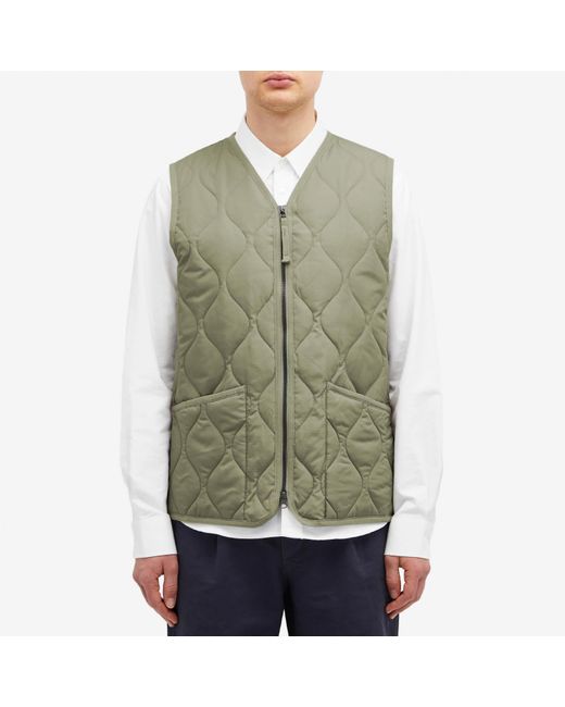 Taion Gray Military Zip V-Neck Down Vest for men