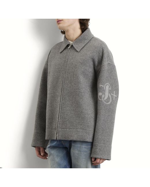 Jil Sander Gray Double Face Wool Zip Through Jacket for men