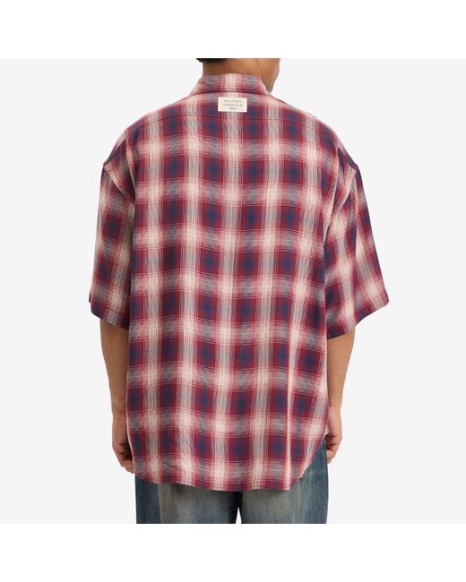 Acne Red Short Sleeve Plaid Check Shirt for men