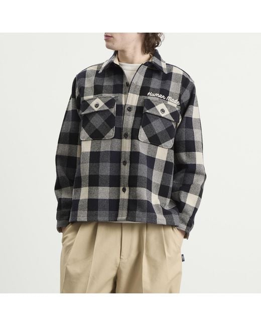 Human Made Black Wool Check Shirt Jacket for men