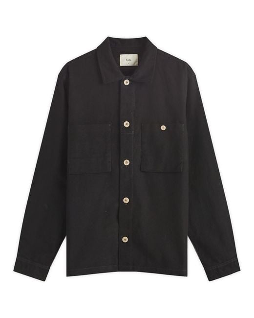 Folk Black Patch Overshirt for men