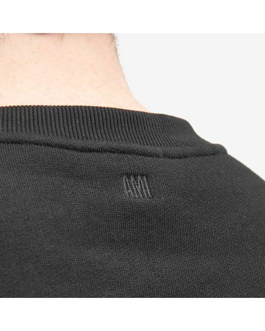 AMI Black Embossed Heart Crew Sweatshirt for men