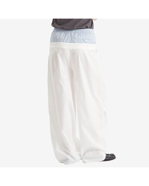 Stel White Layered Wide Barrow Leg Trousers