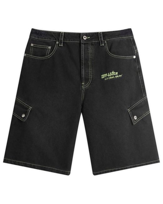 Off-White c/o Virgil Abloh Black Off Denim Safari Cargo Shorts for men