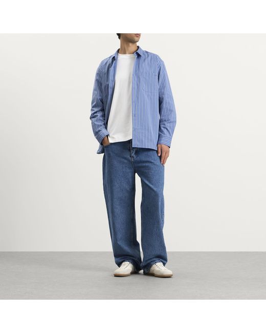 A.P.C. Blue Loose-Fit Striped Shirt for men