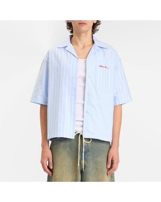 About Blank Blue Patchwork Vacation Shirt for men