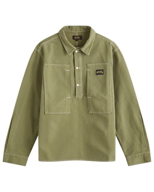 Stan Ray Green Cotton Corduroy Popover Painters Shirt for men