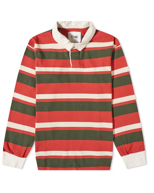 Drake's Red Stripe Rugby Shirt for men