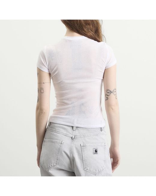 Skims White Sheer Cotton Crewneck Standard T-Shirt