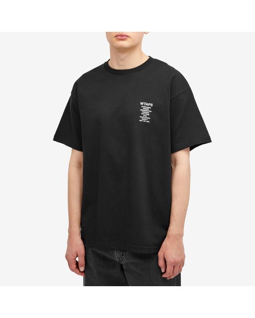 WTAPS Printed Cotton Ingredients Spec Tee in Black for Men WTAPS Printed Cotton Ingredients Spec Tee in Black for Men