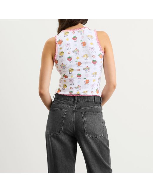 Casablanca Blue Pointelle Frill Tank Top
