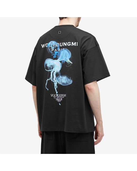 Wooyoungmi Black Jellyfish Logo T-Shirt for men