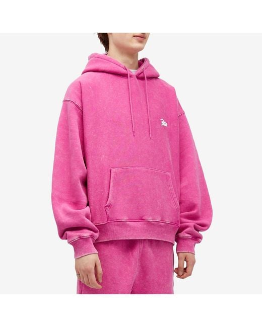 PATTA Pink Basic Washed Hoodie Fuchsia for men