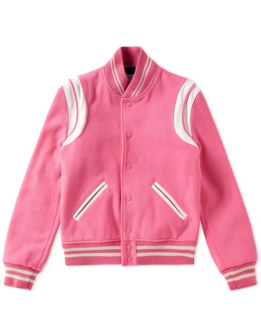 Saint Laurent Pink Wool Teddy Bomber Jacket for men