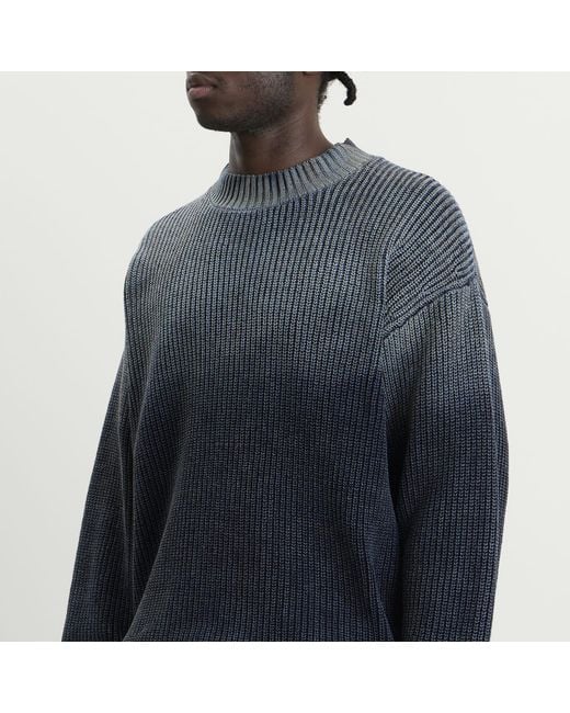 BOUND Blue Spray Wash Cropped Knit Jumper for men