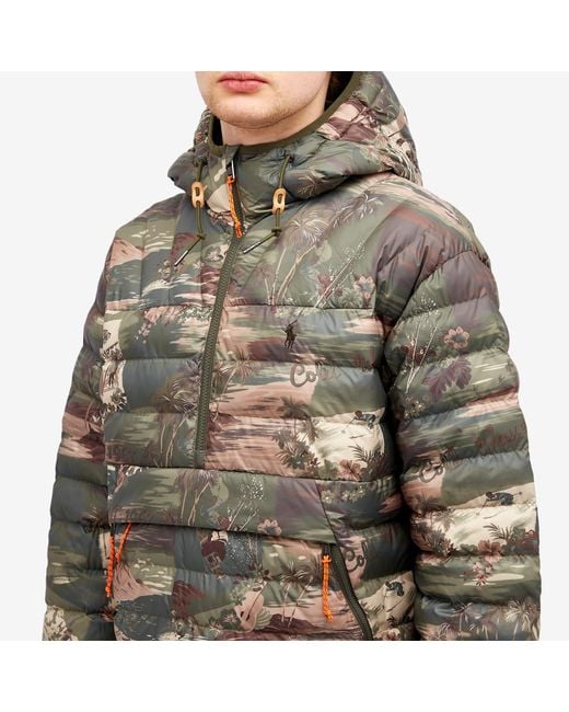 Polo Ralph Lauren Gray Ski Camo Ripstop Half Zip Jacket for men