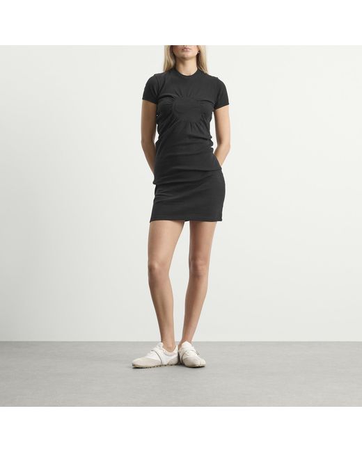 Coperni Black C-Logo Gathered Mini Dress