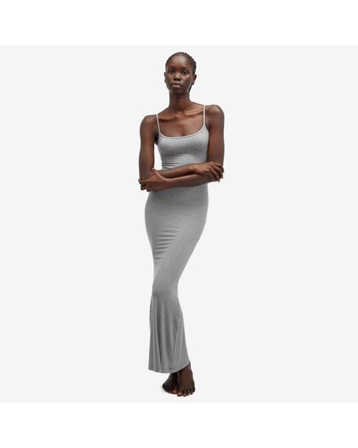 Skims Gray Soft Lounge Long Slip Dress
