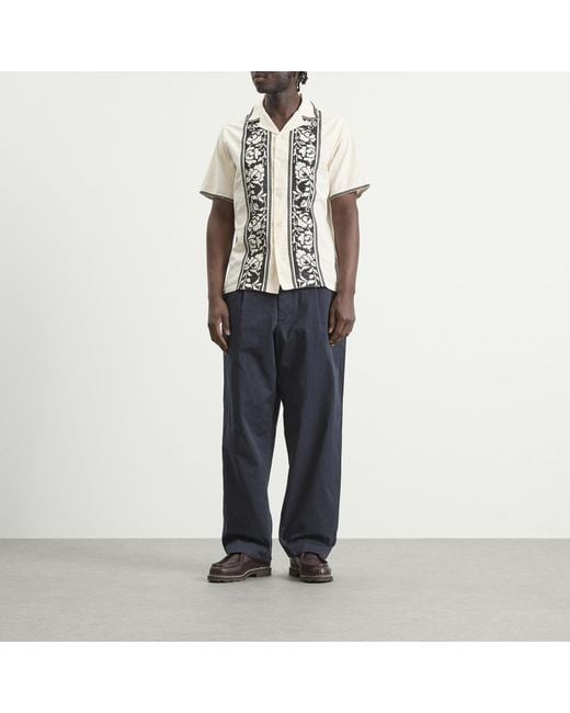 Portuguese Flannel Natural Cross Stitch Vacation Shirt for men