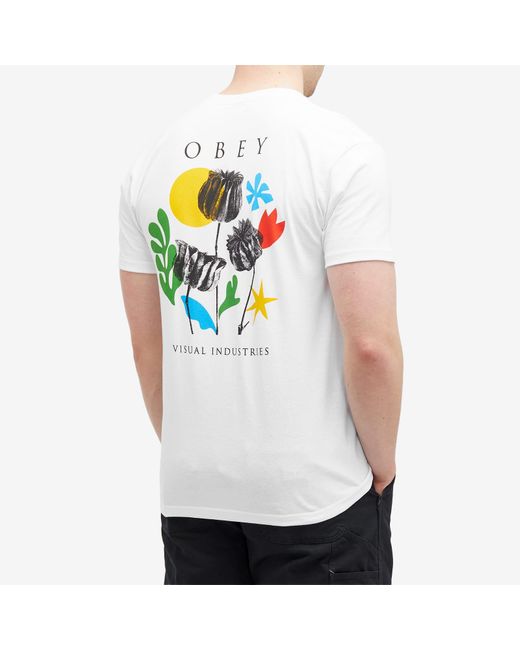 Obey White Flowers Papers Scissors T-Shirt for men