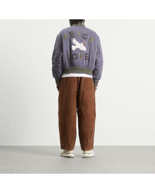 STORY mfg. Gray Hand Applique Seed Bomber Jacket for men