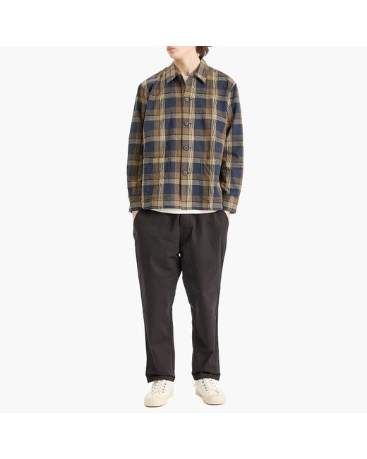Universal Works Gray Lincot Big Check Travail Overshirt for men