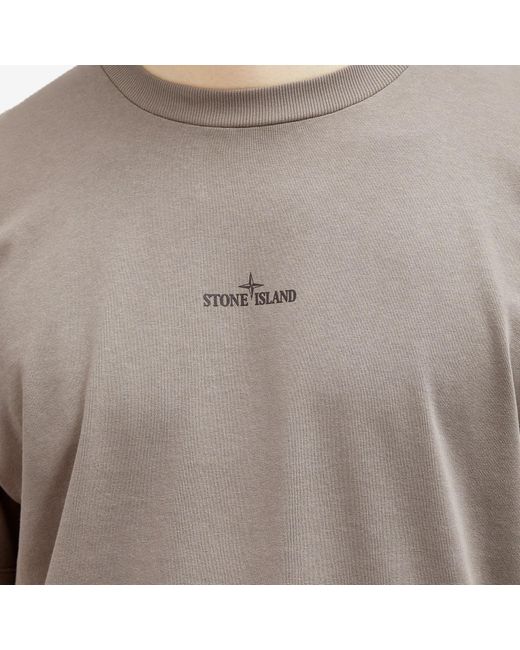Stone Island Gray Camo One Badge Print T-Shirt for men
