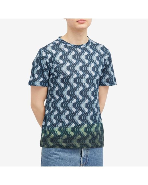 Dries Van Noten Blue Habba Print T-Shirt for men
