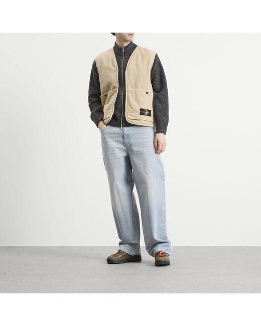 Stone Island Natural Panama Cotton Old Effect Primaloft Vest for men